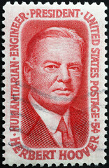 President Herbert Hoover on old american stamp