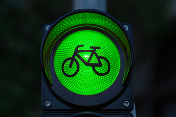 traffic light cycle green. Close view