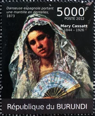 Poster Spanish dancer painted by Mary Cassatt on postage stam © Silvio