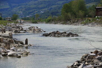 Fluss Salzach zwischen Kaprun und Zell am See