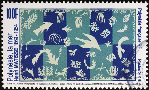 The sea painted by Matisse on polynesian postage stamp