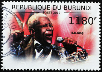 B.B.King in concert on postage stamp - obrazy, fototapety, plakaty