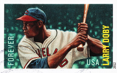 Baseball player Larry Doby on american postage stamp