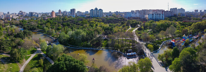odessa ukraine Victory Park drone panoramic view - obrazy, fototapety, plakaty