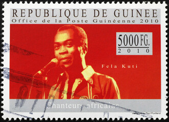 Fela Kuti portrait on stamp of Guinea