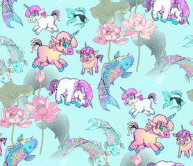 Fototapety  vector seamless pattern with cute unicorn
