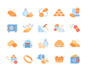 Colorful set of gold icons
