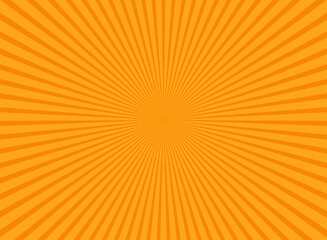 Sunlight rays horizontal background. Bright orange color burst background.