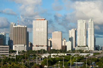 Fototapeta na wymiar Miami Downtown Under Morning Clouds