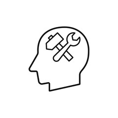 Human head with hummer and wrench sign silhouette vector illustration