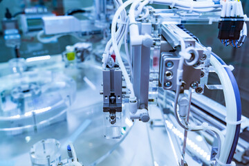 automatic gripping and smart robot working on smart factory,industry 4.0 and technology.