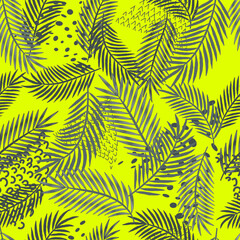 Vector illustration with large tropical leaves.