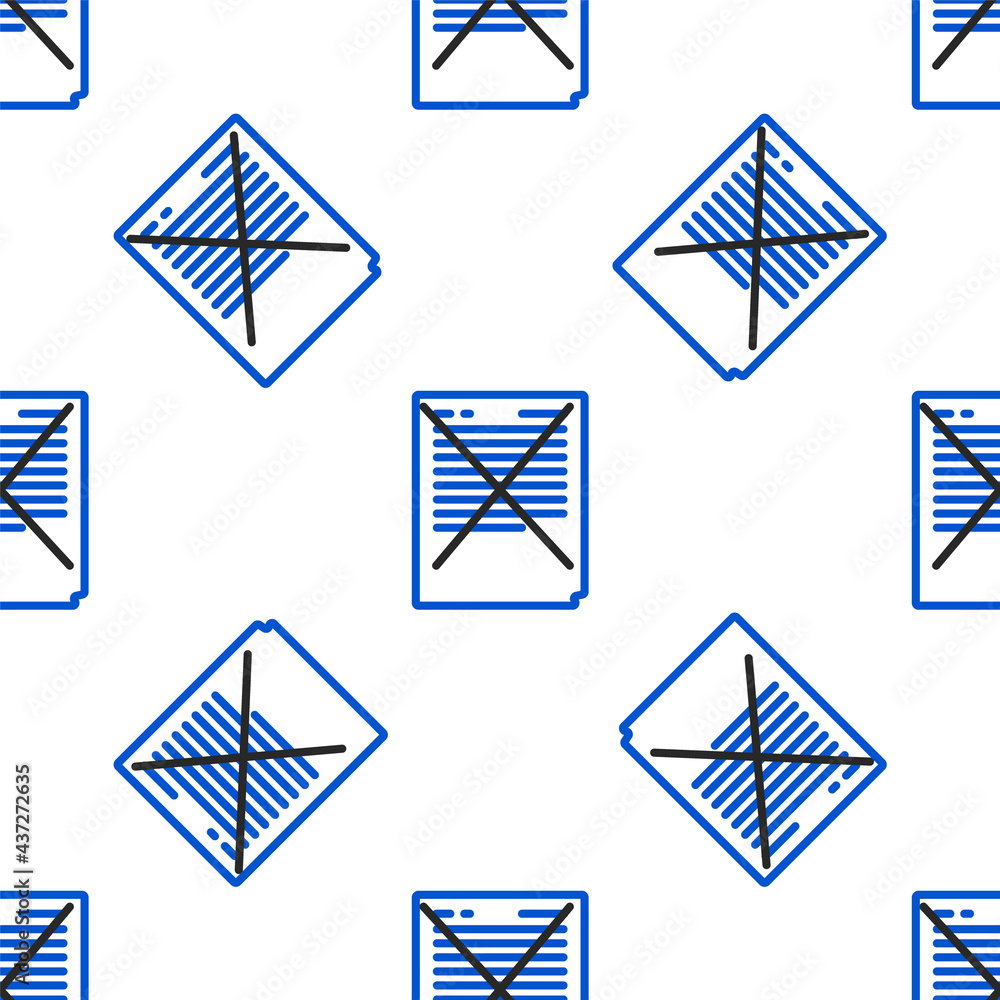 Aufkleber line exam paper with incorrect answers survey icon isolated seamless pattern on white background. ba