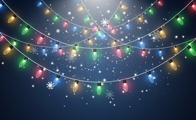 Vector illustration of a light garland on a transparent background.	
