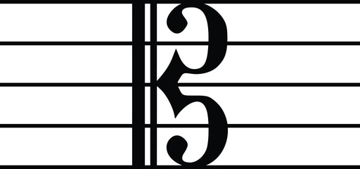 Black music symbol of C clef on staff lines