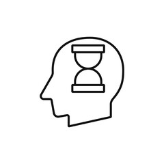 Human head with hourglass sign silhouette vector illustration