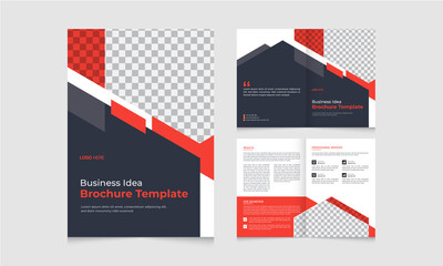 Corporate Business bifold brochure template with modern, minimal and abstract design