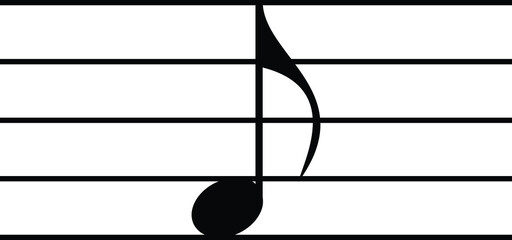 Black music eighth note on staff lines