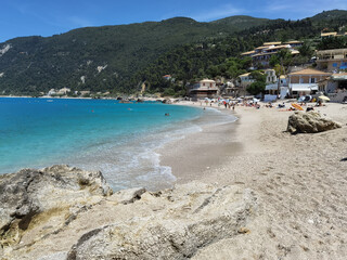 Fototapeta na wymiar Agios nikitas village greek tourist resort by the sea in lefkada island