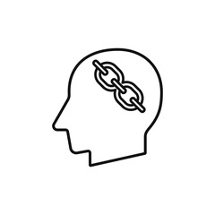Human head with chain sign silhouette vector illustration