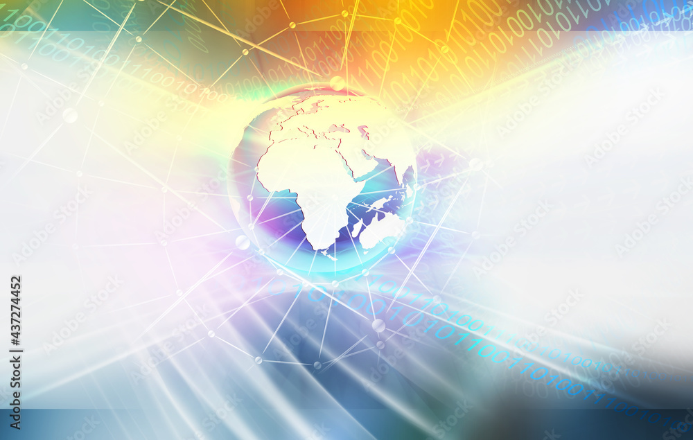 Poster 3d illustration of futuristic digital world background with binary code - news concept