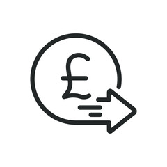 Pound money transfers line icon. Send payment symbol concept isolated on white background. Vector illustration