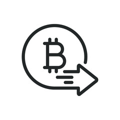 Bitcoin money transfers line icon. Send payment symbol concept isolated on white background. Vector illustration