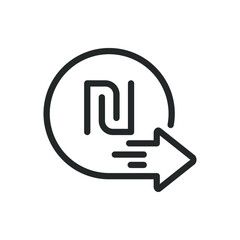 Shekel money transfers line icon. Send payment symbol concept isolated on white background. Vector illustration