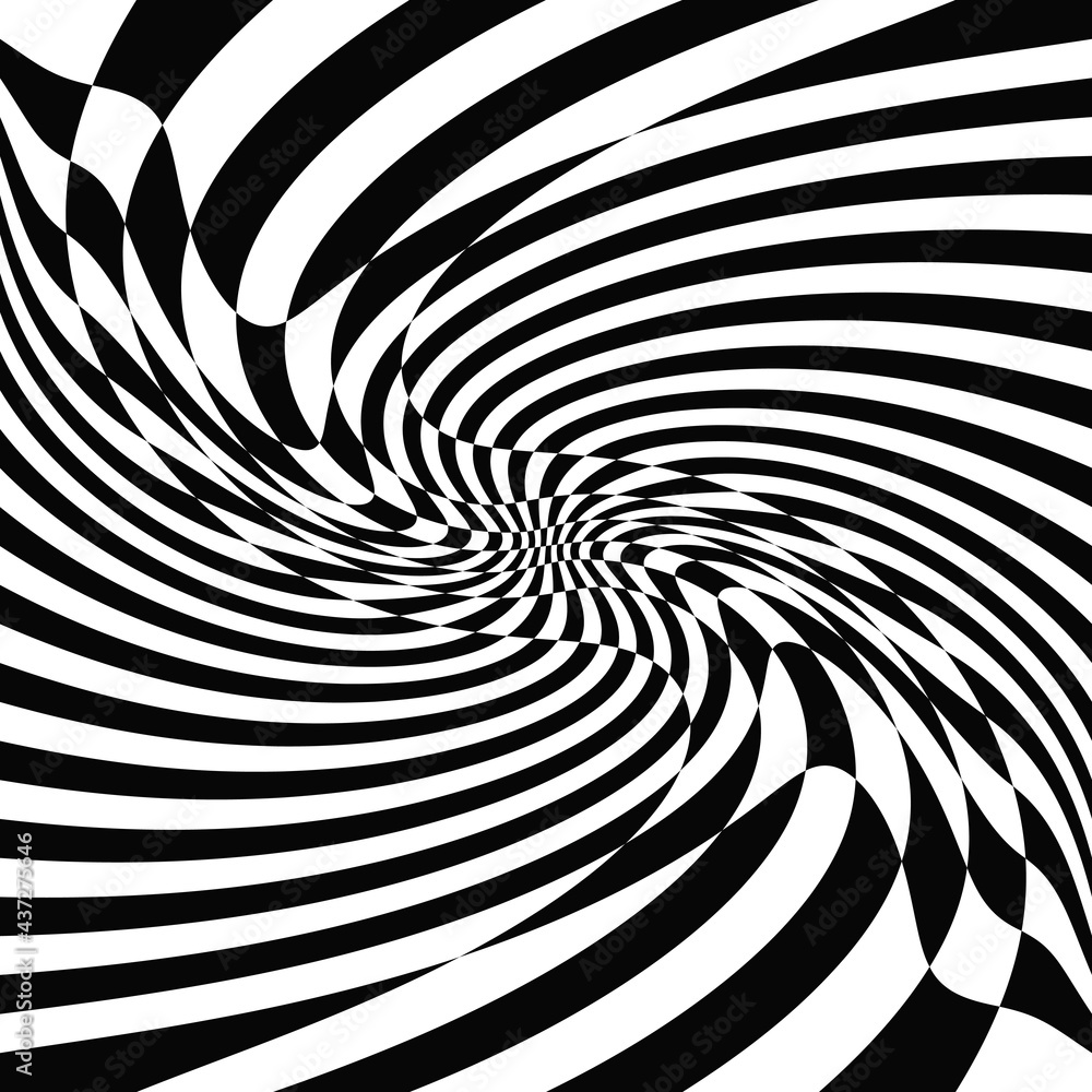 Poster Black and white abstract curl or convex shape. Twisted vector ornament.
