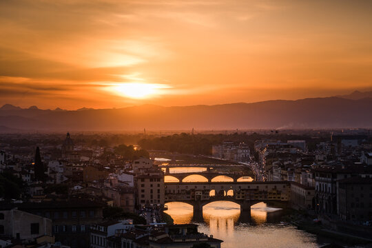 An intense sunset over Florence