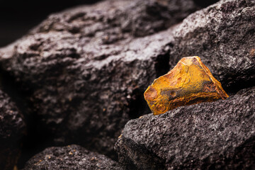 tiger's eye stone in natura, excavation concept, mineral extraction of exotic stones