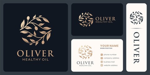 olive branch logo design for healty oil and cosmetics.