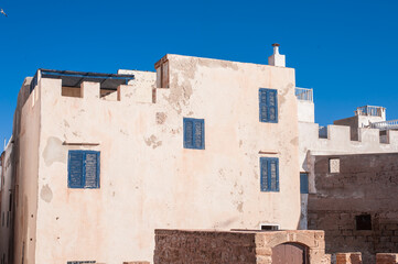 Medina Essaouira, the center of the old port of Moroccan city characteristic roof of an old seaside African city on the Atlantic coast