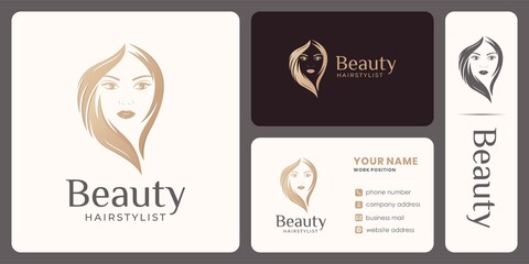 hair beauty woman logo design for makeover, hairdresser, salon.