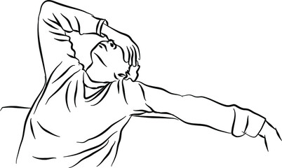 depressed person in despair and become a victim. Doodle style line art drawing illustration