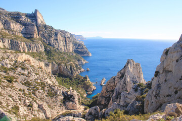The amazing view of calanques of Sujiton in Marseille, France