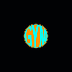 Blue and orange inflated gym text vector logo