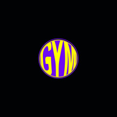 Yellow and purple inflated gym text vector logo