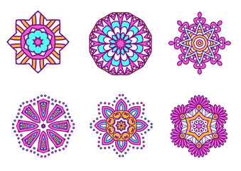 An unique set of mandala vector art for use. Eye catching mandala design for using in background, poster, banner or print.