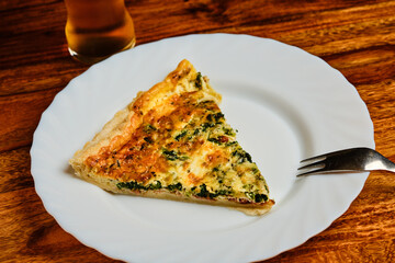 Spinach pie on plate