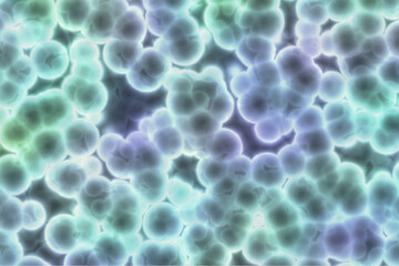 Illustrated background with simulation of human cells seen under a microscope