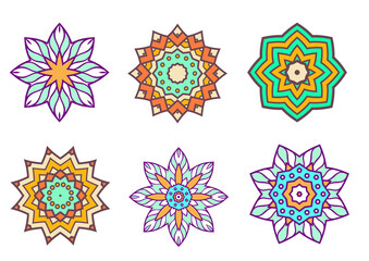 An unique set of mandala vector art for use. Eye catching mandala design for using in background, poster, banner or print.