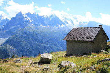 Fototapeta na wymiar Chamonix Mont Blanc in the french Alps, Haute Savoie 