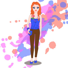 Vector illustration of standing girl