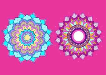 An unique set of mandala vector art for use. Eye catching mandala design for using in background, poster, banner or print.