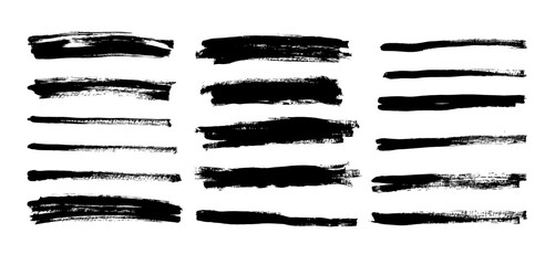 Set of grunge brush strokes. Paintbrush background for text. Vector design elements for banner, label, badge template, frame. pattern brush, background. Distress texture black stroke isolated on white