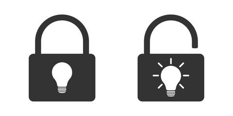 Patented solution. A light bulb with a lock. Illustration. Isolated on a white background.