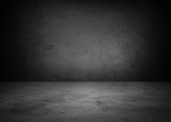 Empty black concrete floor and wall background