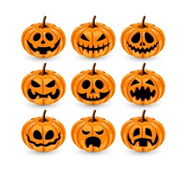 Set of pumpkins for Halloween on a white background in vector EPS10