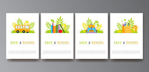 Set of Back to school symbols. Vector illustration